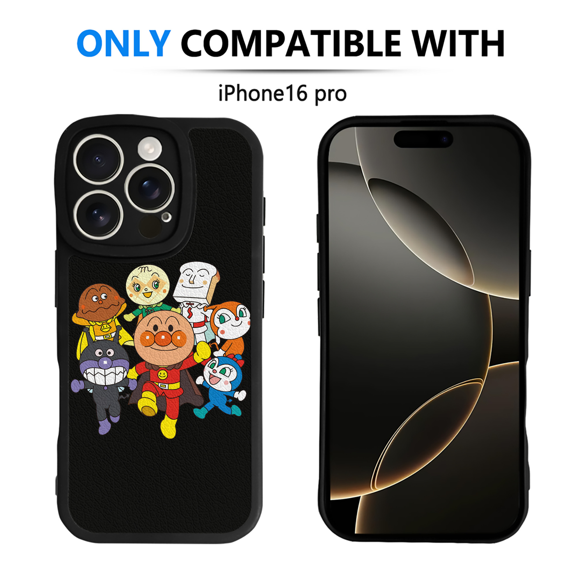 （画像用） アンパンマン Anpanman 【iPhone 16シリーズ対応】シリコンスマホケース（レザー調） 材質：シリコン
